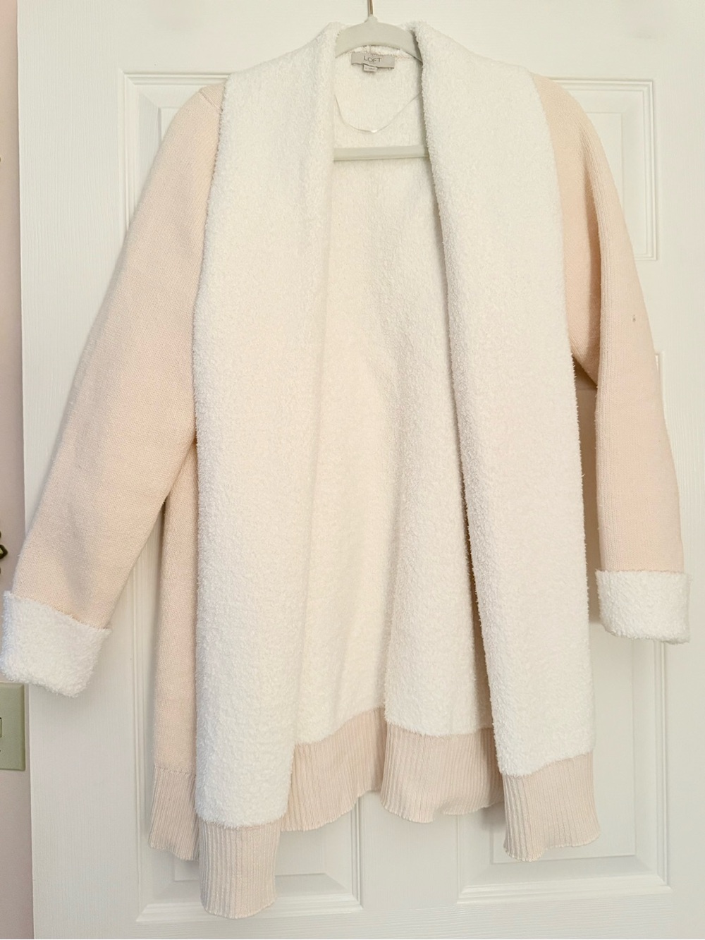 LOFT Open-Front Teddy Coat in Cream
